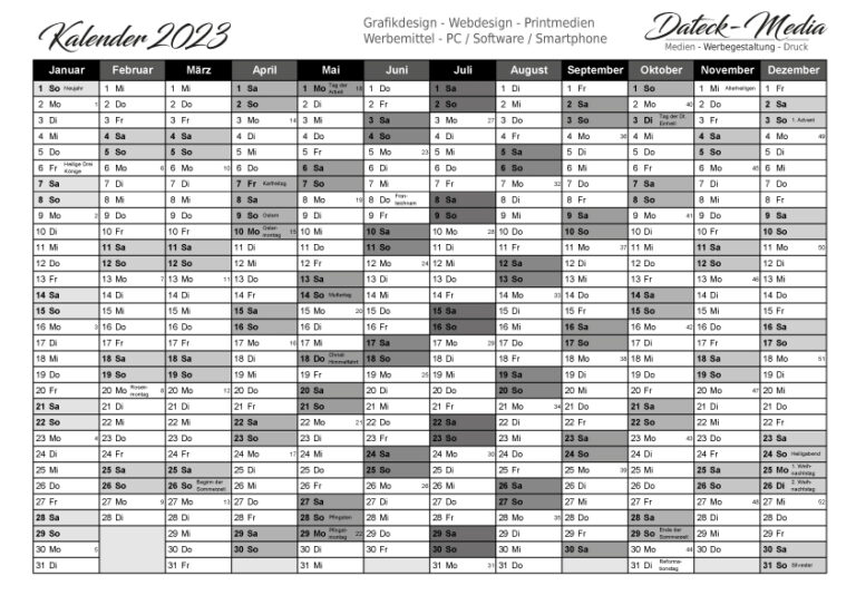 Kalender 2023 PDF Download