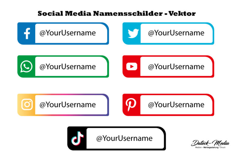 Social-Media Icons Namensschilder Vektorgrafik kostenloser Download