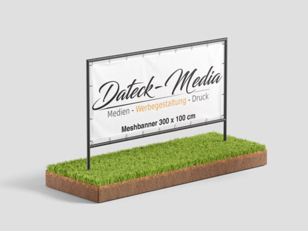 Meshbanner 300x100 cm aus Meshgewebe – wetterfest, winddurchlässig und B1 zertifiziert