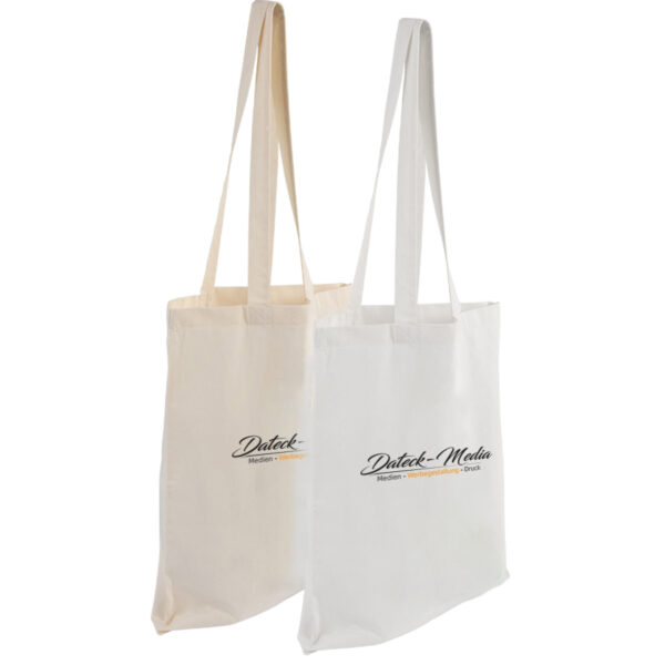 Baumwolltasche Weiß/Natur mit langen Henkeln, individuell bedruckt, 100% Baumwolle, 38x42 cm
