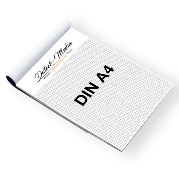 Leimgebundener Block DIN A4, individuell bedruckt, 80g Naturpapier weiß, 10 bis 200 Blatt