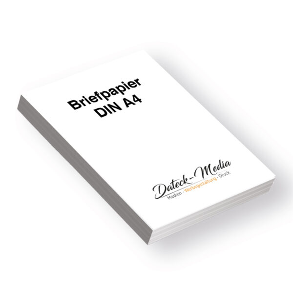 Briefpapier DIN A4, 90 g/m² Standard Weiß, Vorderseite 4/0-farbig bedruckt, Rückseite unbedruckt
