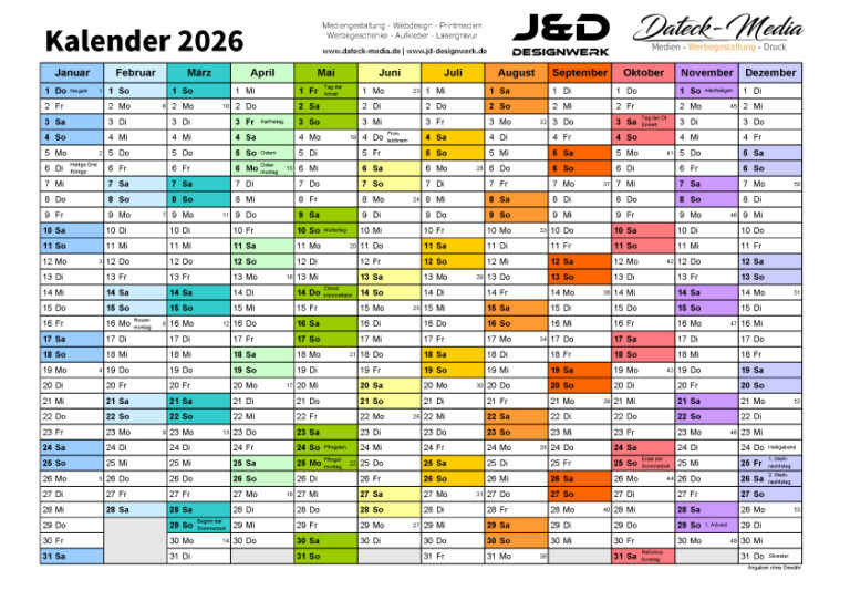 Kalender 2026 als PDF