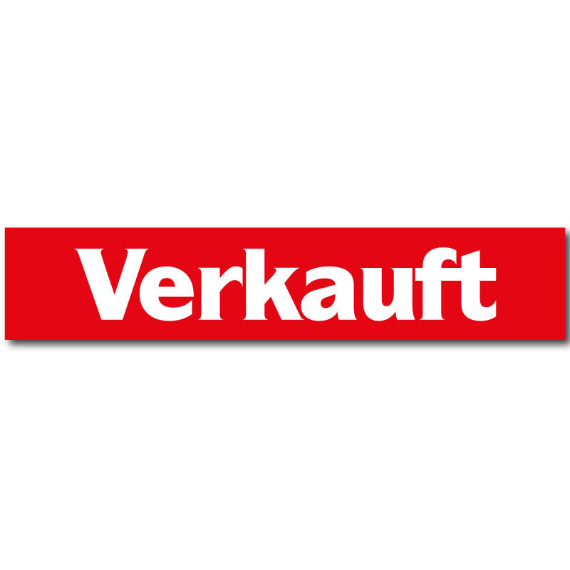 Verkauft-Überleger 40 x 8 cm aus PET-Folie, statisch haftend, weiß matt