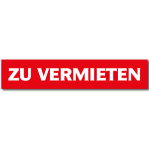 Zu Vermieten-Aufkleber 40 x 8 cm – PET-Folie weiß matt, statisch haftend