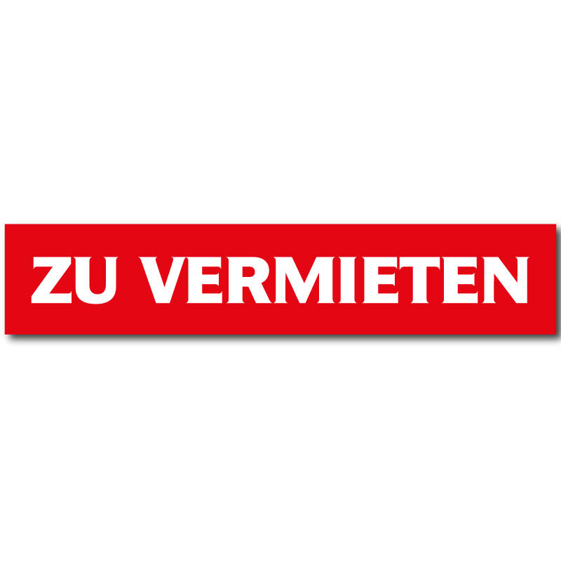Zu Vermieten-Aufkleber 40 x 8 cm aus PET-Folie, statisch haftend, weiß matt