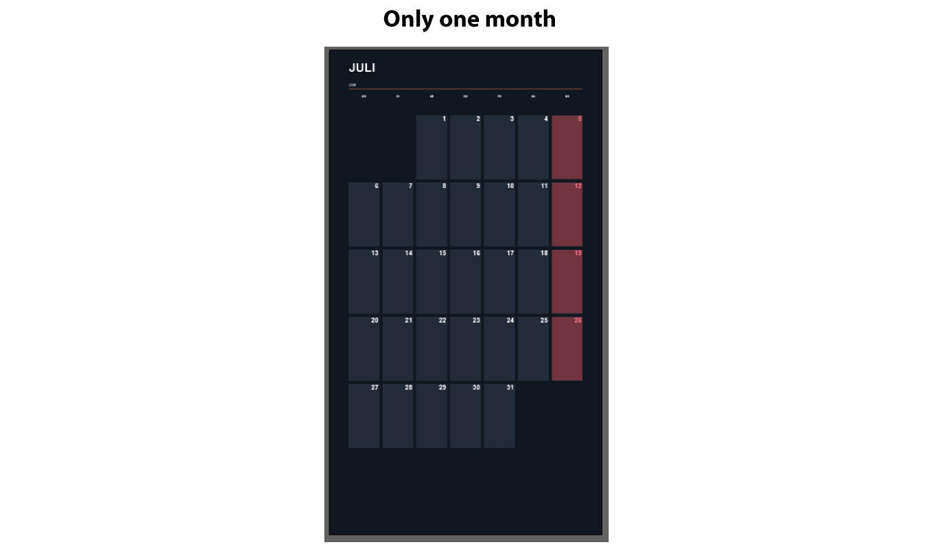 Monatskalender erstellt mit Calendar Designer Pro