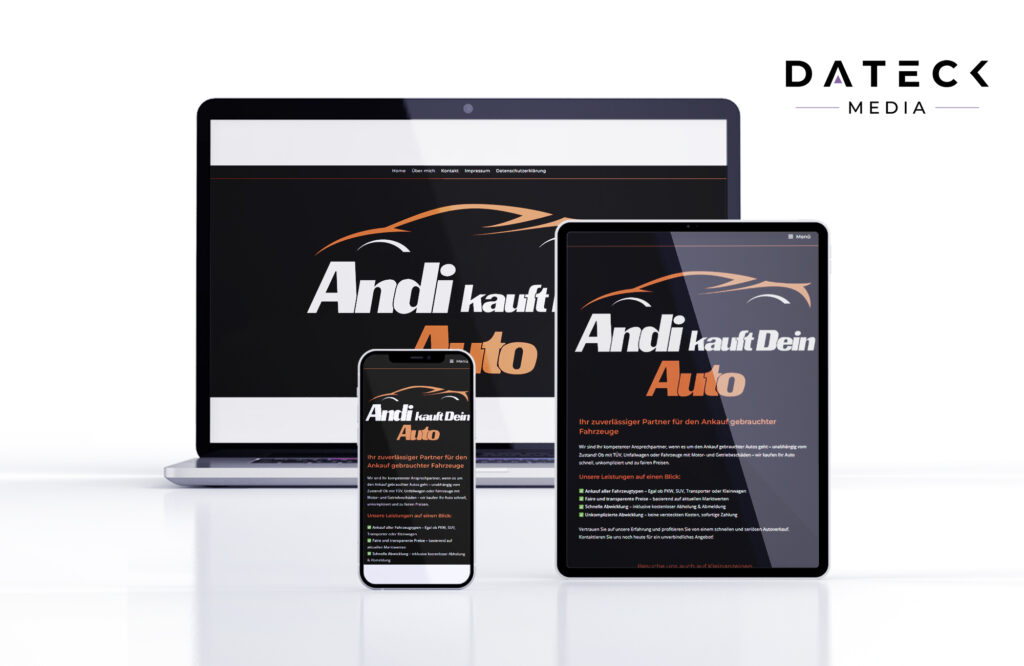 Homepagegestaltung für AndiKauftDeinAuto – WordPress Webdesign