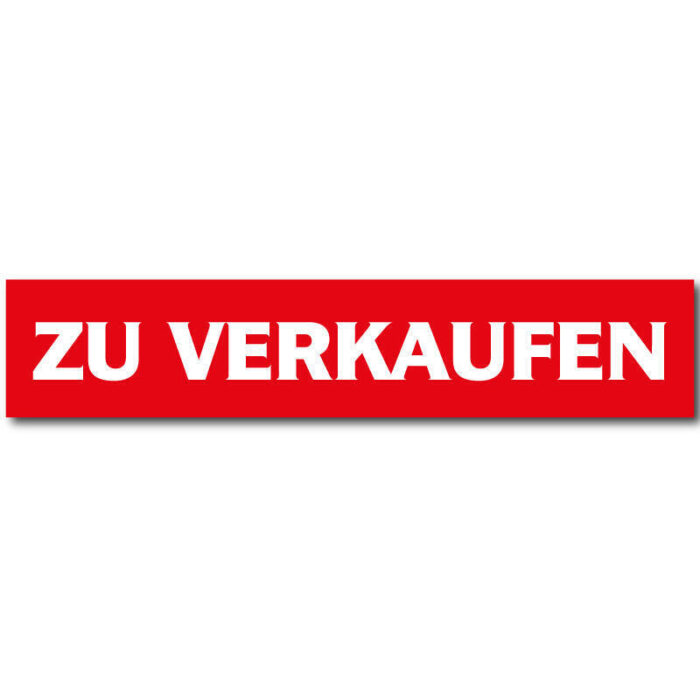 Zu Verkaufen-Aufkleber 40 x 8 cm – PET-Folie weiß matt, statisch haftend