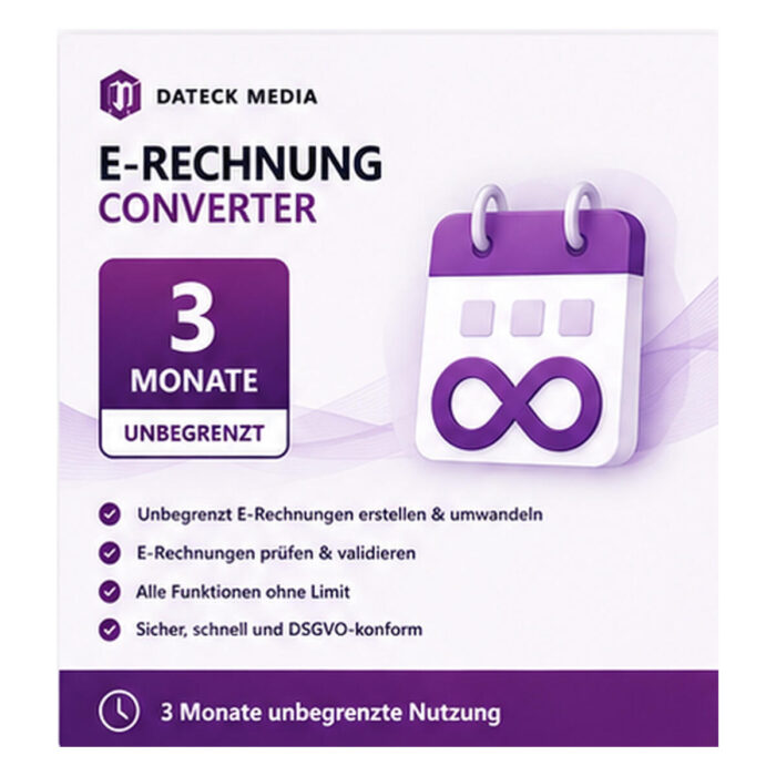 3 Monate unbegrenzter Zugang zum E-Rechnung Converter – ohne Credit-Limit.